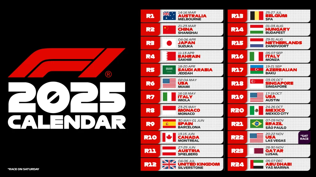 2025-formula 1 calendar